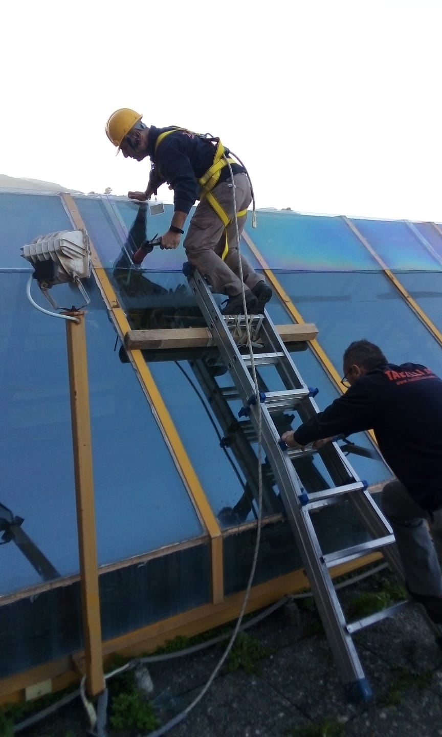 Ingresso condominiale con portone e serranda box