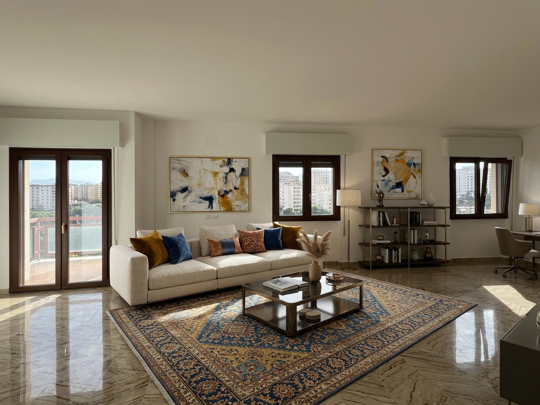 Infissi in alluminio e inferriate in ferro su facciata di edificio